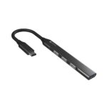 Portronics Mport 31C USB C Hub Dock (4-in-1), Type C Multiport Adapter with 1 x USB 3.0 & 3 x USB 2.0 Ports, up to 5 Gbps High Speed Data Transfer for Laptop, MacBook, PC (Grey)