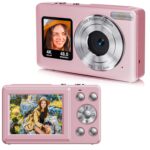 4K 48MP Digital Camera for Kids & Teens with Dual Screen & Autofocus, 16X Zoom Compact Point and Shoot Camera, 64GB SD Card Included, Rechargeable Battery, Portable Camera for Beginners