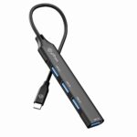pTron Nexo 4 in 1 Type-C USB, Type C Multiport Adapter with 1 x USB 3.0 & 3 x USB 2.0 Ports, 5 Gbps High Speed Data Transfer for Laptop, MacBook, PC, Portable Design with Metal Case (Black)