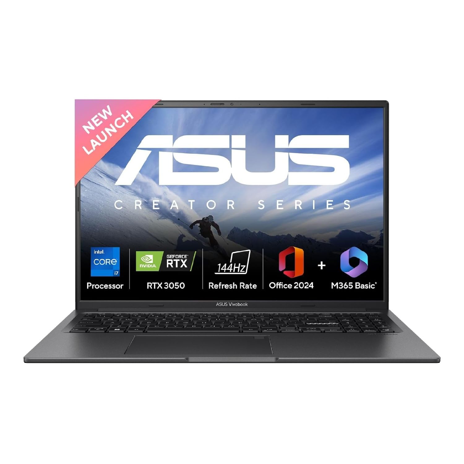ASUS Vivobook 16X (2025),Smartchoice, Intel Core i7-13620H,Creator/Gaming Laptop(RTX 3050-4GB/16GB RAM/512GB SSD/FHD+/16″/144Hz/M365 Basic (1Year)*/Office 2024/Indie Black/1.8 Kg) K3605VC-RP517WS