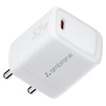 Ambrane 33W Fast Charging Adapter GaN Charger, for iPhone, Samsung, All Android Smartphones, MacBook Air & Other Devices, Type C PD Charger, PPS Technology for Samsung (Charge 33, White)