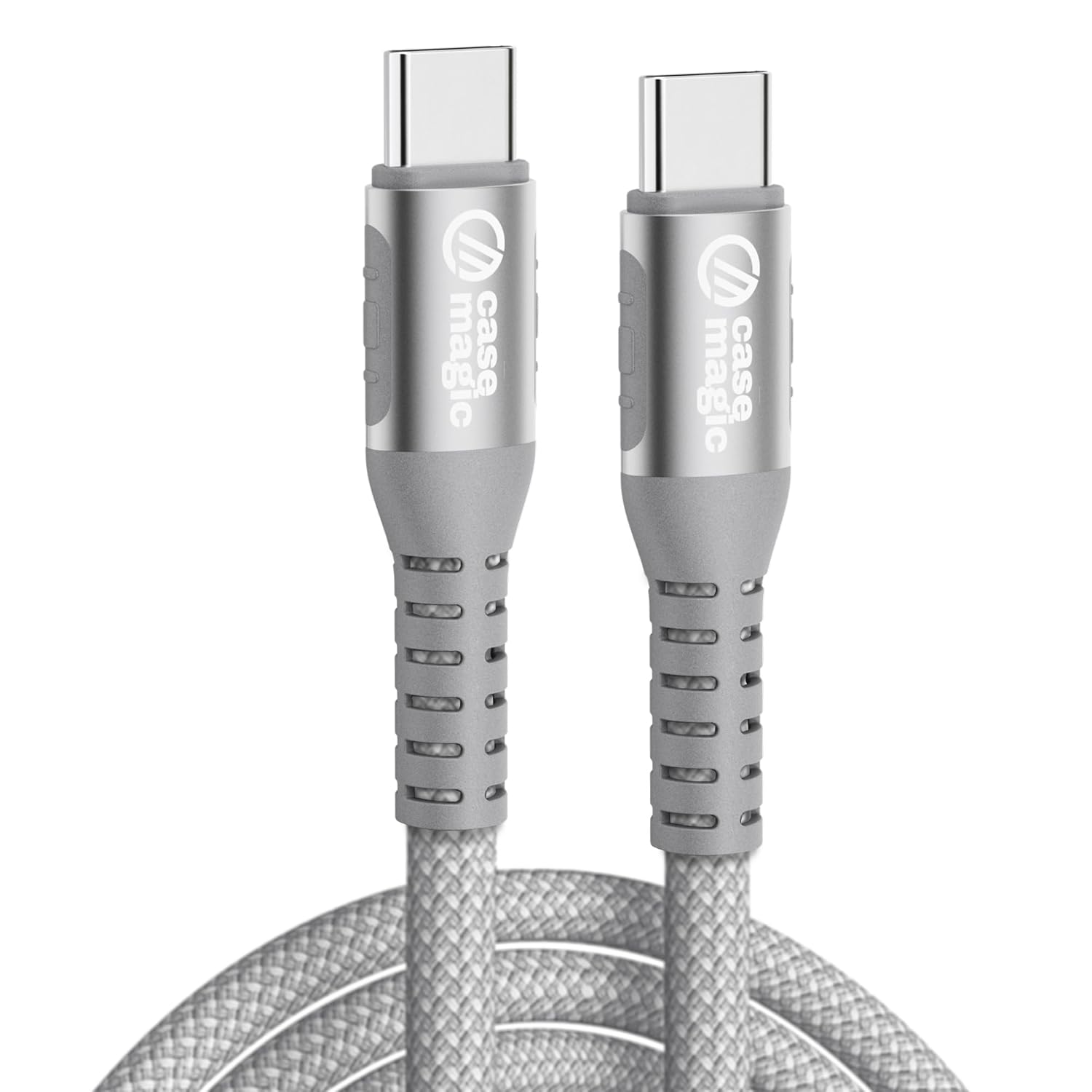 case-magic 240W Type C to Type C Fast Charging Cable 1.2M | Nylon Braided USB-C PD Cable with Chip | 480Mbps Data Sync | Compatible with MacBook, iPhone 15, Samsung, iPad, Laptop, Tablet (GREY)