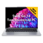 Acer Swift Go 14, Intel Core Ultra 5-125H, 16GB RAM, 512GB SSD, WUXGA IPS 14″/35.56cm, Touchscreen, Windows 11, MS Office, Pure Silver, 1.3Kg, SFG14-73T, 1440p Camera with Shutter AI Powered Laptop