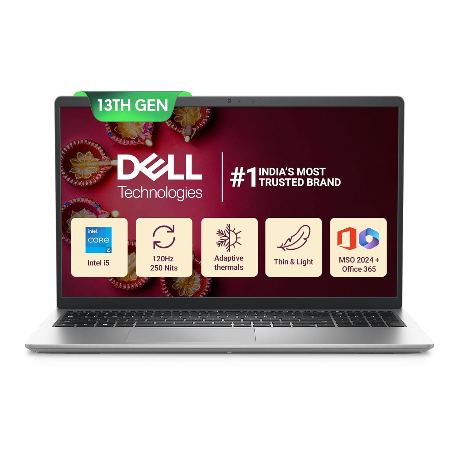 Dell Inspiron 3530, Intel Core i5 13th Gen – 1334U, 16GB RAM, 1TB SSD, FHD 15.6″/39.62 cm, Windows 11, MSO’24, Silver, 1.62kg, Backlit Keyboard, 15 Month McAfee, Thin & Light Laptop