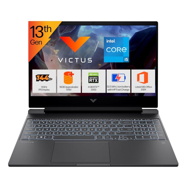 HP Victus, 13th Gen Intel Core i5-13420H, RTX 2050, Upgrade(Upto 32GB) 16GB DDR4, 512GB SSD, FHD, 144Hz, IPS, 300 nits, 15.6”/39.6cm, Win11, M365* Office24, Mica Silver, 2.3kg, fa2703tx Gaming Laptop