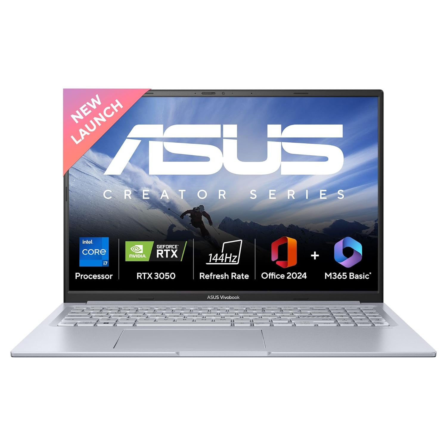 ASUS Vivobook 16X,Smartchoice,Intel Core i7-13620H,Creator/Gaming Laptop(RTX 3050-4GB/16GB RAM/512GB SSD/FHD+/16″/144Hz/M365 Basic (1Year)*/Office Home 2024/Cool Silver/1.8 Kg) K3605VC-RP492WS