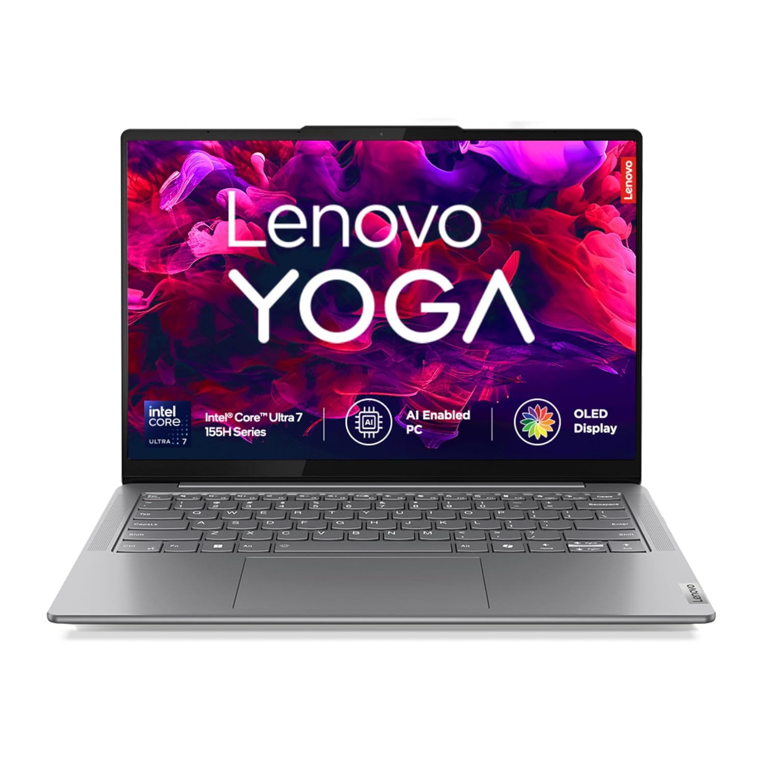 Lenovo Yoga Slim 7, Intel Core Ultra 7 155H, 16GB RAM, 512GB SSD, WUXGA-OLED 14″(35.5cm), Windows 11, Office Home 2024, Grey, 1.39Kg, 83CV009XIN, 400Nits, 2Wx4 Speakers, 1Yr ADP Free, AI PC