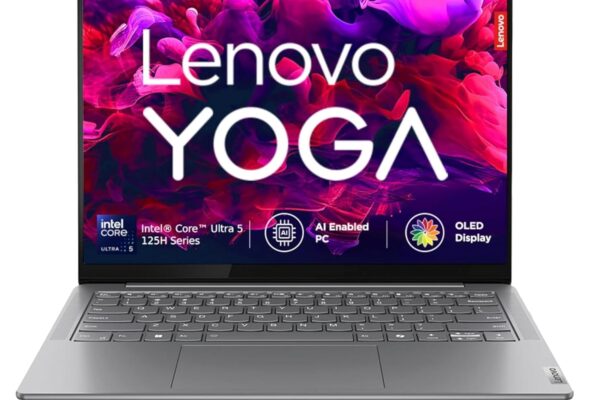 Lenovo Yoga Slim 7, Intel Core Ultra 5 125H, 16GB RAM, 512GB SSD, WUXGA-OLED 14″(35.5cm), Windows 11, Office Home 2024, Grey, 1.39Kg, 83CV0085IN, 400Nits, 2Wx4 Speakers, 1Yr ADP Free, AI PC