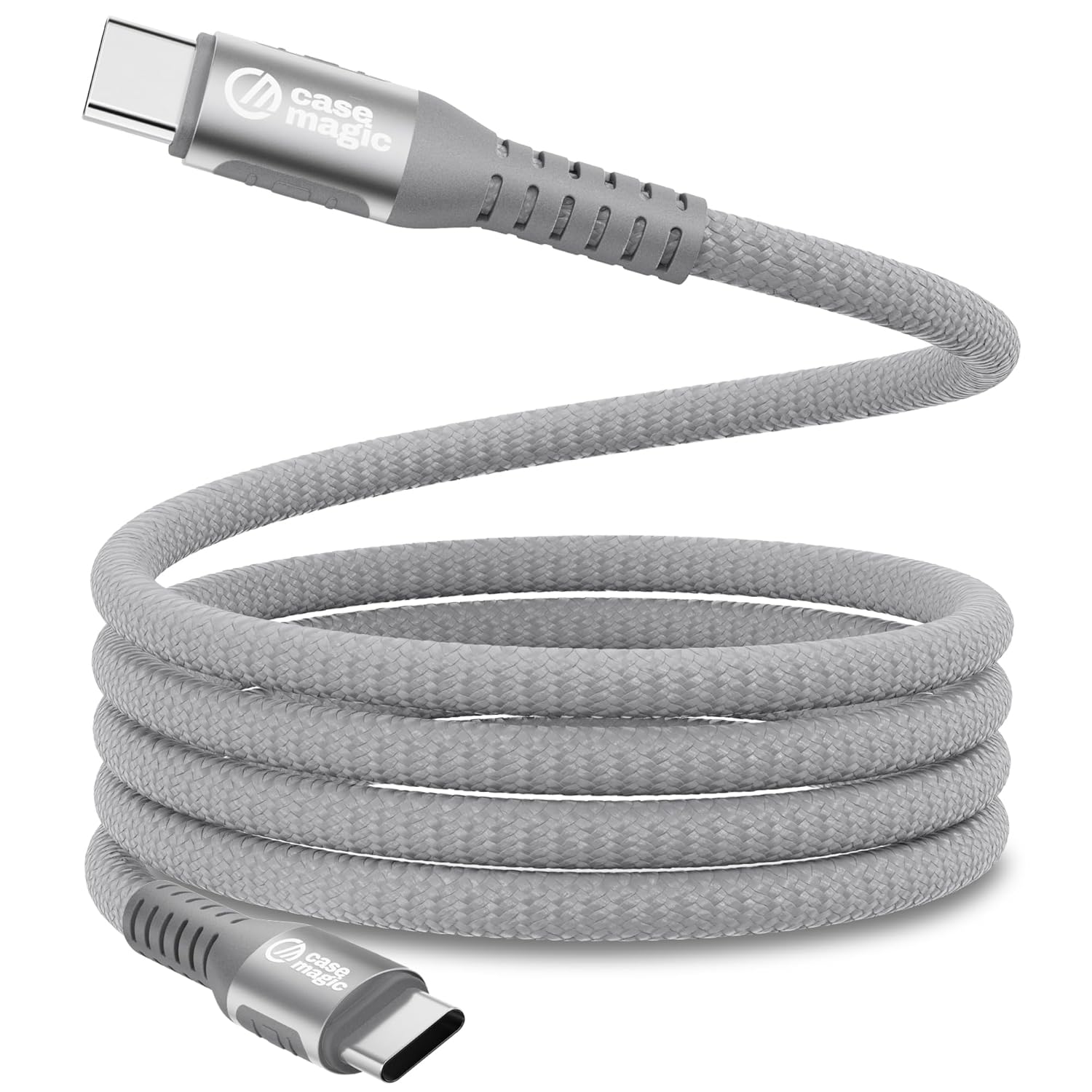 case-magic 240W Type C Fast Charging Cable 2M Nylon Braided, Power Delivery Cord with Chip, Supports MacBook, iPhone 15, Samsung S23, iPad Pro, Laptops & All USB-C Devices (GREY)