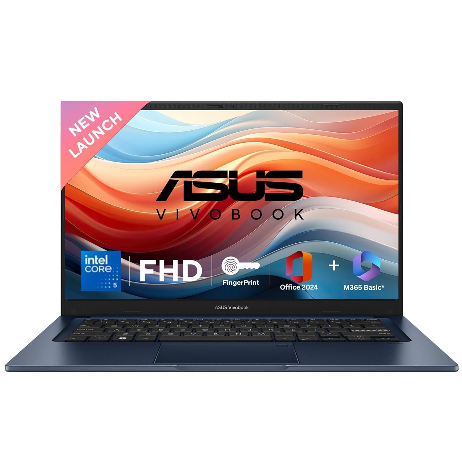 ASUS Vivobook 14, (i5 14th Gen) Intel Core 5 120U, Thin & Light Laptop(16GB RAM/512GB SSD/FHD/14/60Hz/Fingerprint Reader/M365 Basic (1Year)*/Office Home 2024/Quiet Blue/1.4 Kg) X1404VAP-EB542WS
