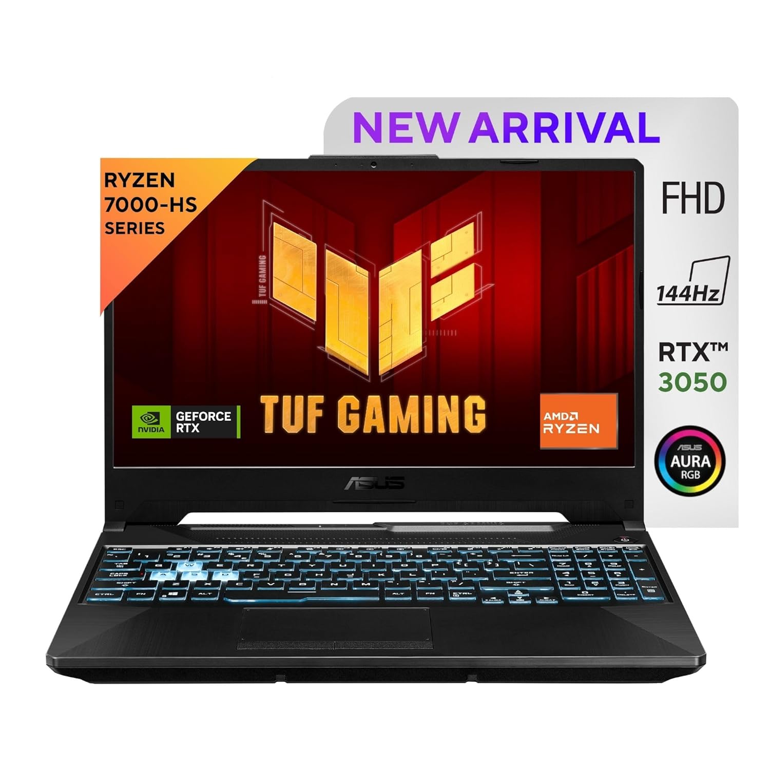 ASUS TUF Gaming A15, AMD Ryzen 7 7435HS, NVIDIA GeForce RTX 3050, 16GB RAM, 1TB SSD, FHD 144Hz 250 nits, 15.6″, Windows 11, Black, 2.30KG, FA566NCR-HN117W Gaming Laptop