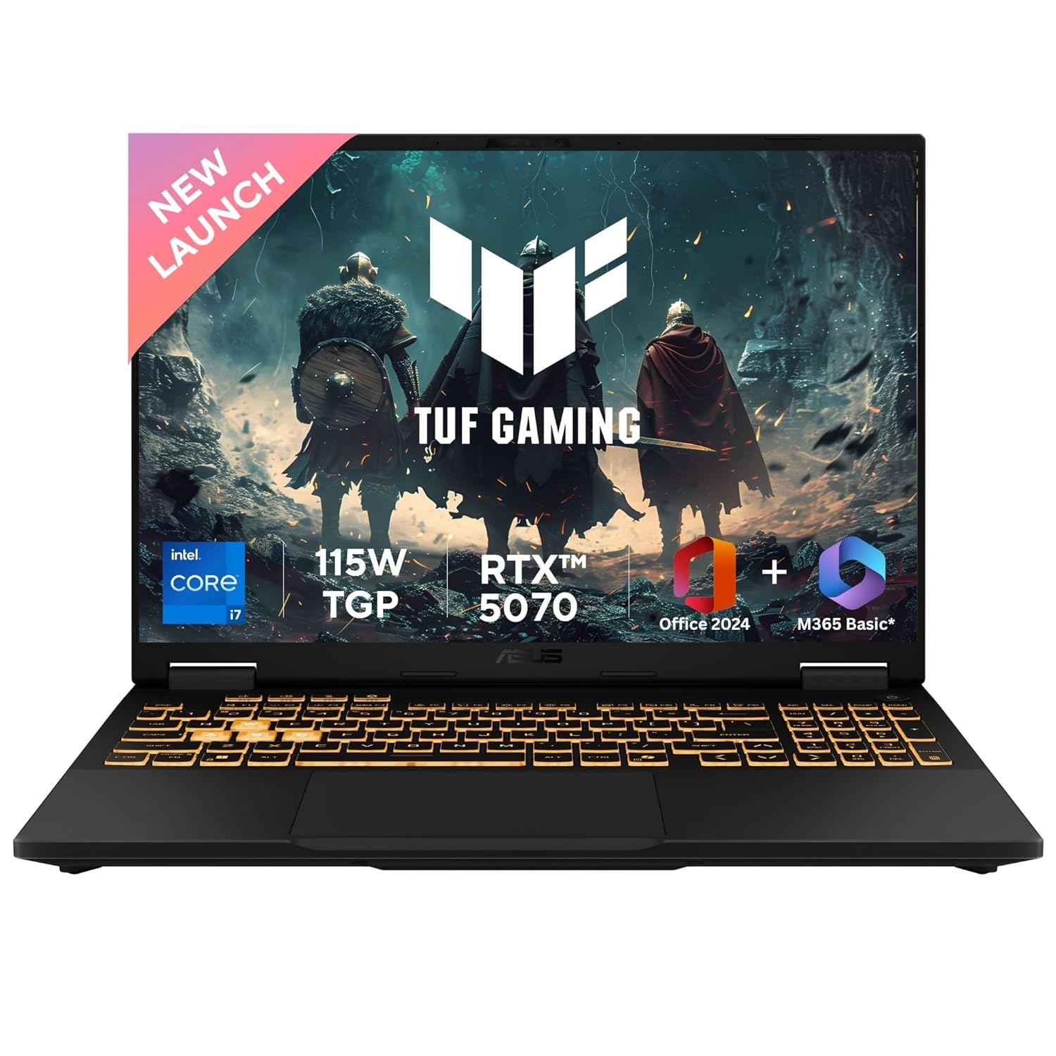 ASUS TUF F16,14th Gen,Intel Core i7 14650HX,Gaming Laptop(RTX 5070-8GB/115W TGP/32GB/1TB /2.5K QHD+/16″/165Hz/90WHrs/Windows 11/M365 Basic (1Year)*/Office Home 2024/Jaeger Gray/2.2 Kg)FX688JPR-QT043WS