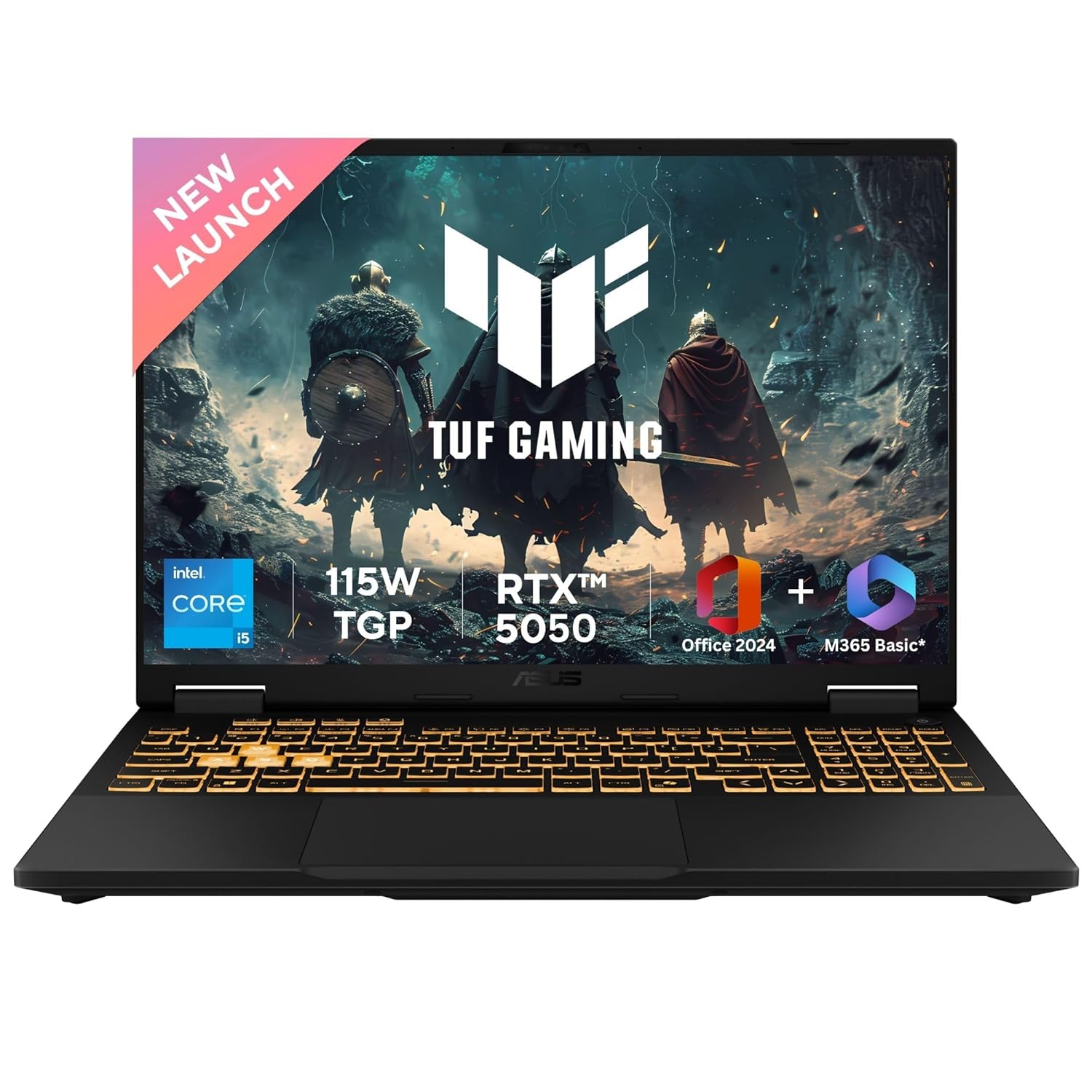 ASUS TUF F16,13th Gen,Intel Core i5-13450HX,Gaming Laptop(RTX 5050-8GB/115W TGP/16GB RAM/1TB SSD/FHD+/16″/165Hz/90Whr/Windows 11/M365 Basic (1Year)*/Office Home 2024/Jaeger Gray/2.5 Kg)FX608JH-RV057WS
