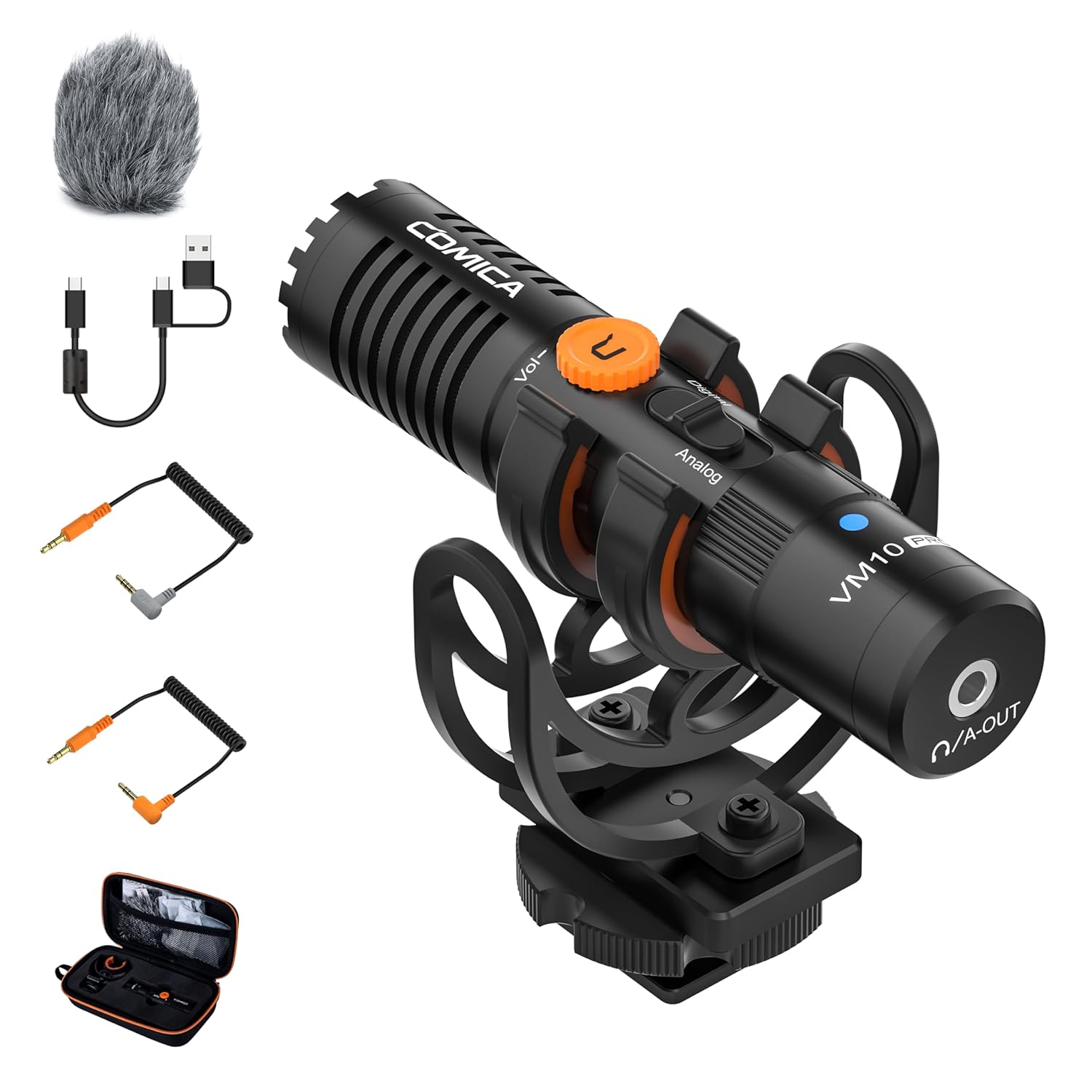 COMICA VM10 PRO Universal Video Microphone – Adjustable Gain, USB C Digital Output, Monitoring – Shotgun Mic for Camera, Smartphone, Tablet, PC – Ideal for Vlogging, Live Streaming, 1 Year Warranty