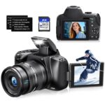 Cameras for Photography, 12X Optical Zoom 4K Digital Camera with WiFi & App Control, 72MP Vlogging Camera with 180° Flip Screen, Auto Focus, 59mm Wide Angle & Macro Lens, 32GB SD Card