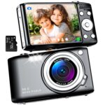 Digital Camera, Autofocus UHD 58MP 4K Vlogging Camera, 16X Zoom Point and Shoot Camera for Photography, Vlogging Compact Camera for Teens Adult Beginner with 32GB SD Card, Flash, Anti-Shake, Black