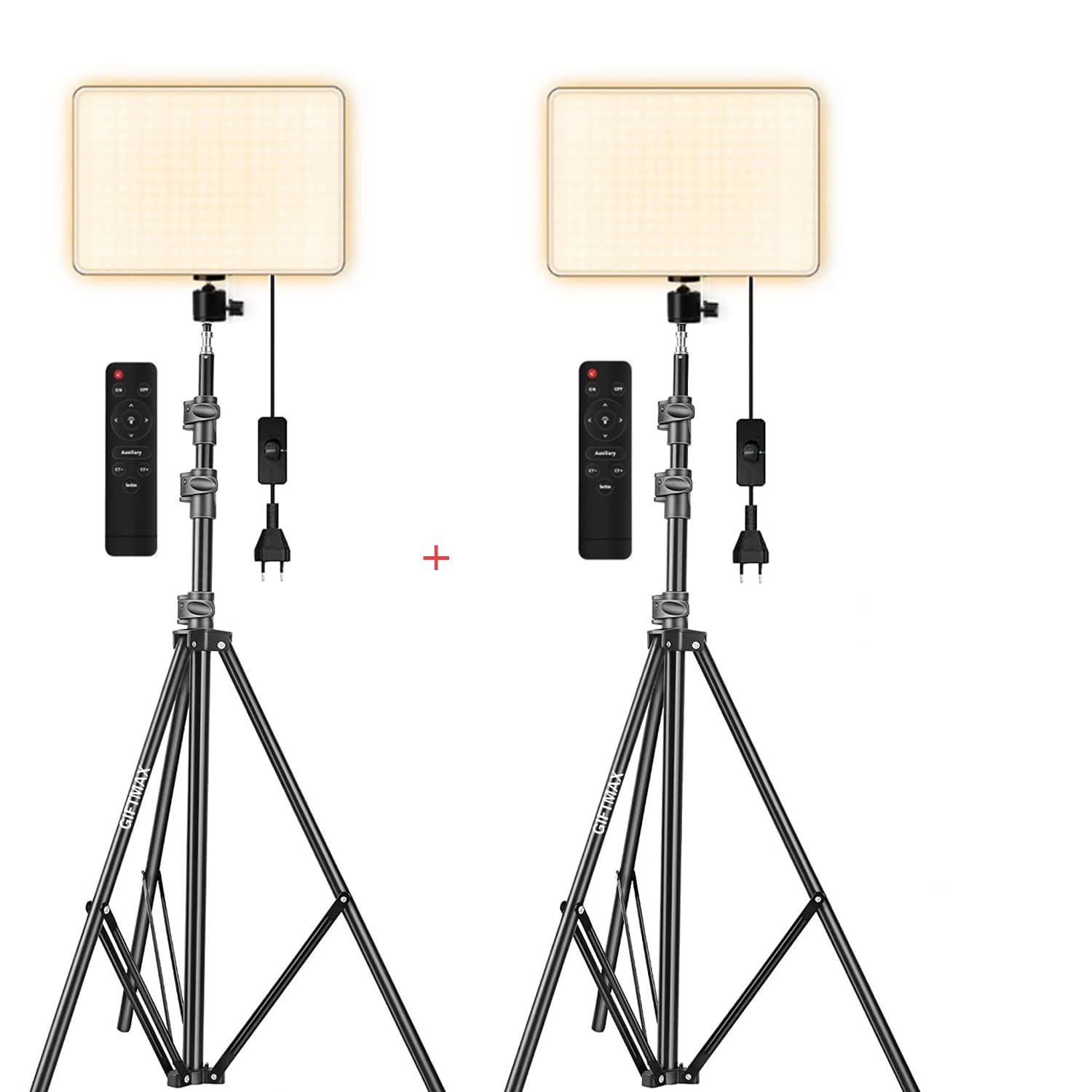 GiftMax® Photography LED Video Soft Light Panel, for Studio Photography | Video Recording | Conference | YouTube,2700K-5700K CRI95+ | with Remote Control (Light with 7FT Stand Pack of 2)