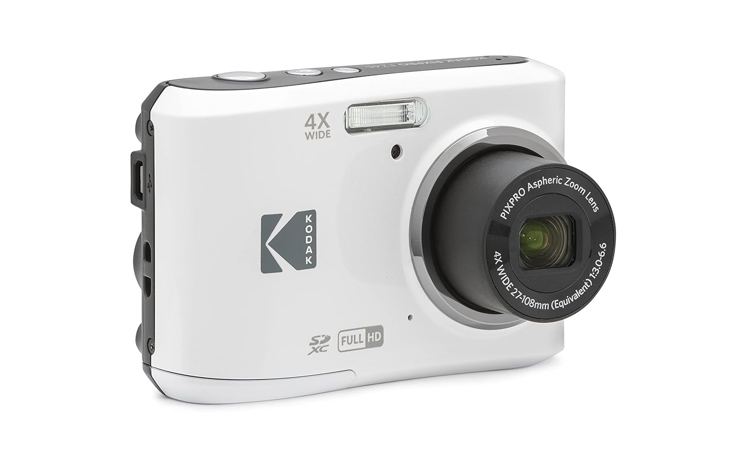 KODAK PIXPRO FZ45-WH 16MP Digital Camera 4X Optical Zoom 27mm Wide Angle 1080P Full HD Video 2.7″ LCD Vlogging Camera (White)