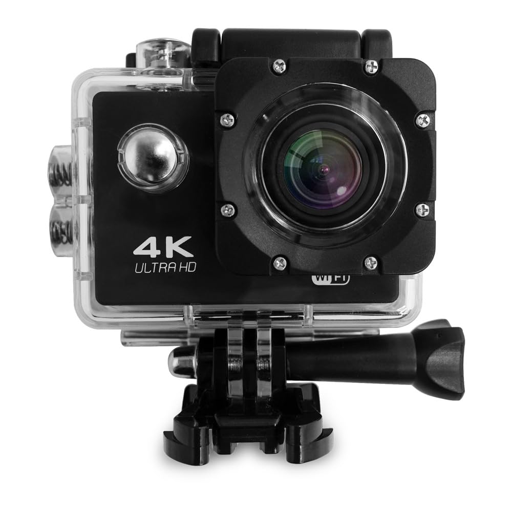 ROCKTECH 4K Action Camera with Accessories Kit | WiFi | 16 MP | 170 Degree Wide Angle Lens | 30m Underwater Waterproof Underwater Camera for YouTube Vlogging, Bike Helmet Motovlogging & Travel Vlog