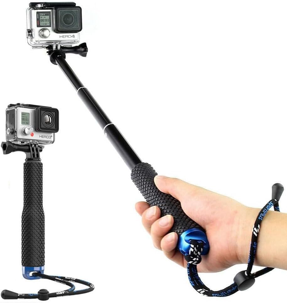 SHOPEE Selfie Stick Extendable Hand Grip Handheld Monopod Aluminum Telescopic Pole (7-19 inch) Compatible with GoPro Hero 11 10 9 8 7 6 5 4 3+ 3 Session SJ4000 SJ5000 Action Cameras