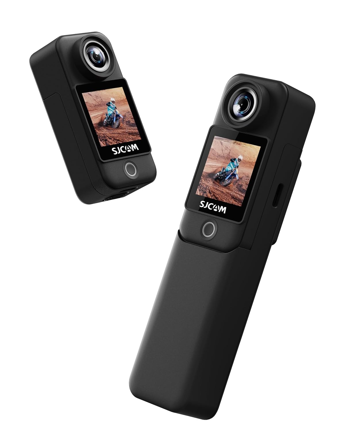 SJCAM C300 4K30fps 20MP Action Camera with Handheld Grip | 6axis gyro, Backup Upto 6 Hours, 1.33in Dual Touch Screen | 2.4G,5G Wi-Fi, Super Night Vision, 30M Waterproof for Live Steaming Vlog | Black