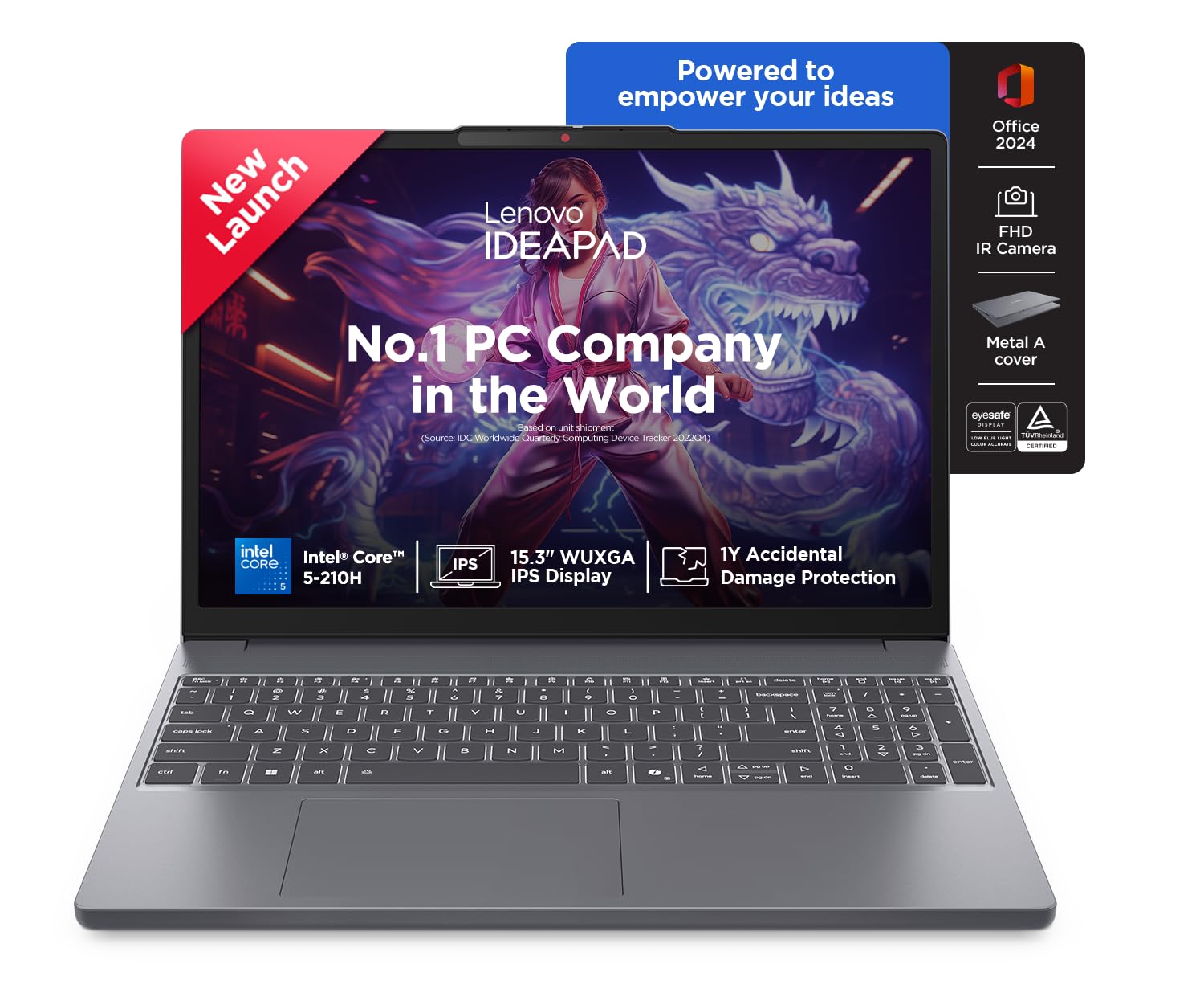 Lenovo IdeaPad Slim 3 14th Gen Intel Core 5 210H 15.3 inch (38.8cm) WUXGA IPS Laptop (16GB RAM/512GB SSD/Windows 11/Office Home 2024/Backlit Keyboard/1Yr ADP Free/Grey/1.6Kg), 83K4004UIN