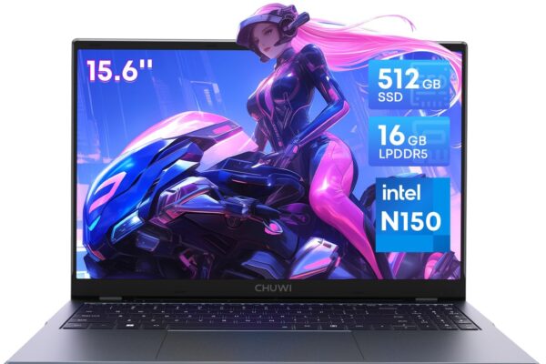 Chuwi GemiBook Plus 15.6” Laptop Intel N150(up to 3.60 GHz) 16GB LPDDR5 RAM 512GB SSD| Windows 11| Intel Graphics| IPS FHD 2K, Laptop for Office, Movie, Study| HDMI, WiFi 6, BT5.2, USB 3.0, Webcam