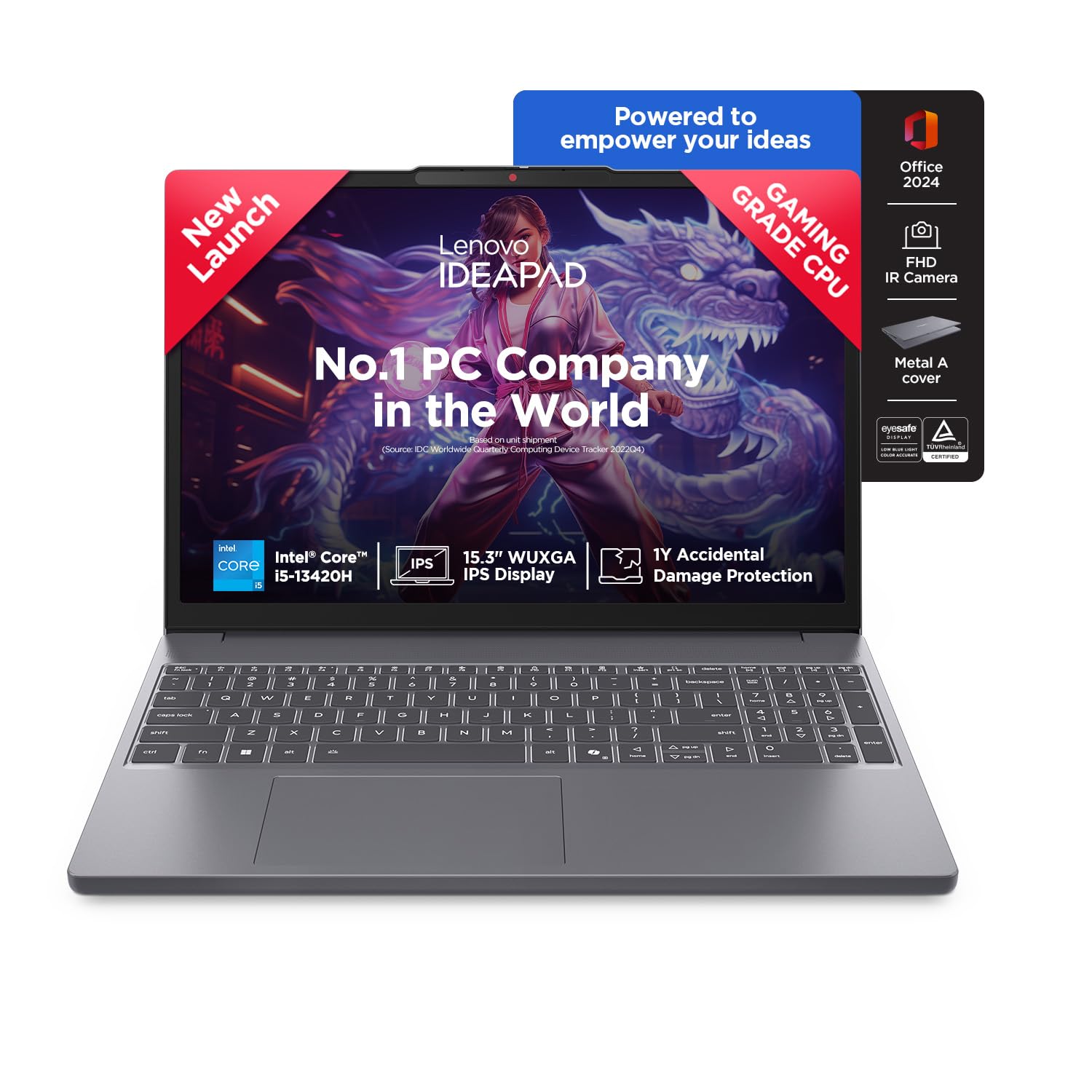 Lenovo IdeaPad Slim 3 13th Gen Intel Core i5-13420H 15.3 inch (38.8cm) WUXGA IPS Laptop (24GB RAM/1TB SSD/Windows 11/Office Home 2024/Backlit Keyboard/1Yr ADP Free/Grey/1.6Kg), 83K100PLIN