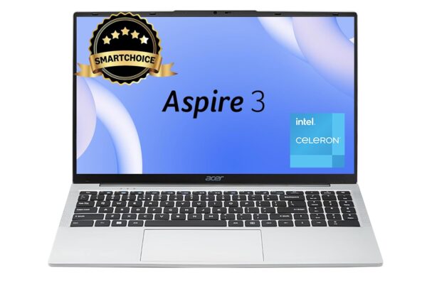 Acer [SmartChoice Aspire 3 Laptop Intel Core Celeron N4500 Processor Laptop (8 GB LPDDR4X SDRAM/512 GB SSD/Win11 Home/38 WHR/HD Webcam) A325-45 with 39.63 cm (15.6″) HD Display, Pure Silver, 1.5 KG