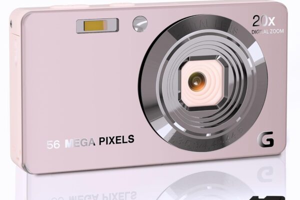 Focusify Digital Camera, 4K Cameras for Photography, Digital Point and Shoot Camera with 56Mp Autofocus 20X Zoom Anti Shake, Video Camera with 32GB SD Card for Adults, Teens, Beginners(Pink)