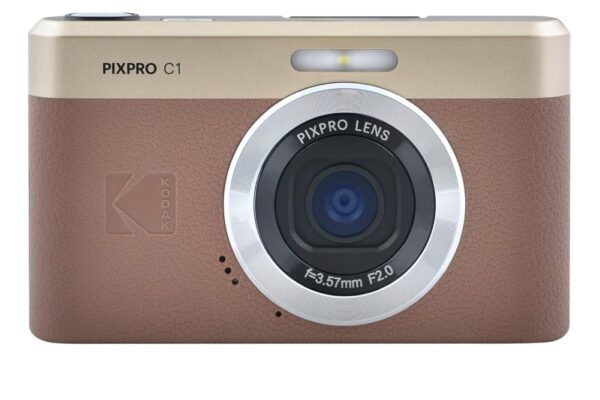KODAK Pixpro C1 – Ultra-Compact Digital Camera | 13MP BSI CMOS, 4X Zoom, 2.8″ LCD Screen, LED Flash, Built-in Battery – Brown