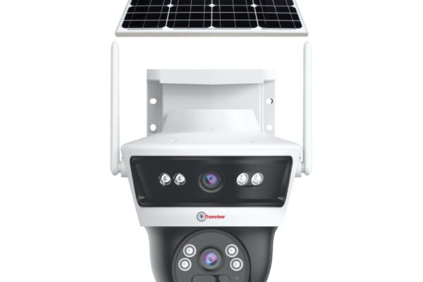 Trueview 3+3Mp Wireless 4G Cellular Mini Pt Solar Powered Linkage Security Camera, 1296p Advanced CCTV Surveillance Solution, Outdoor Camera, Water Proof, 2 Way Talk