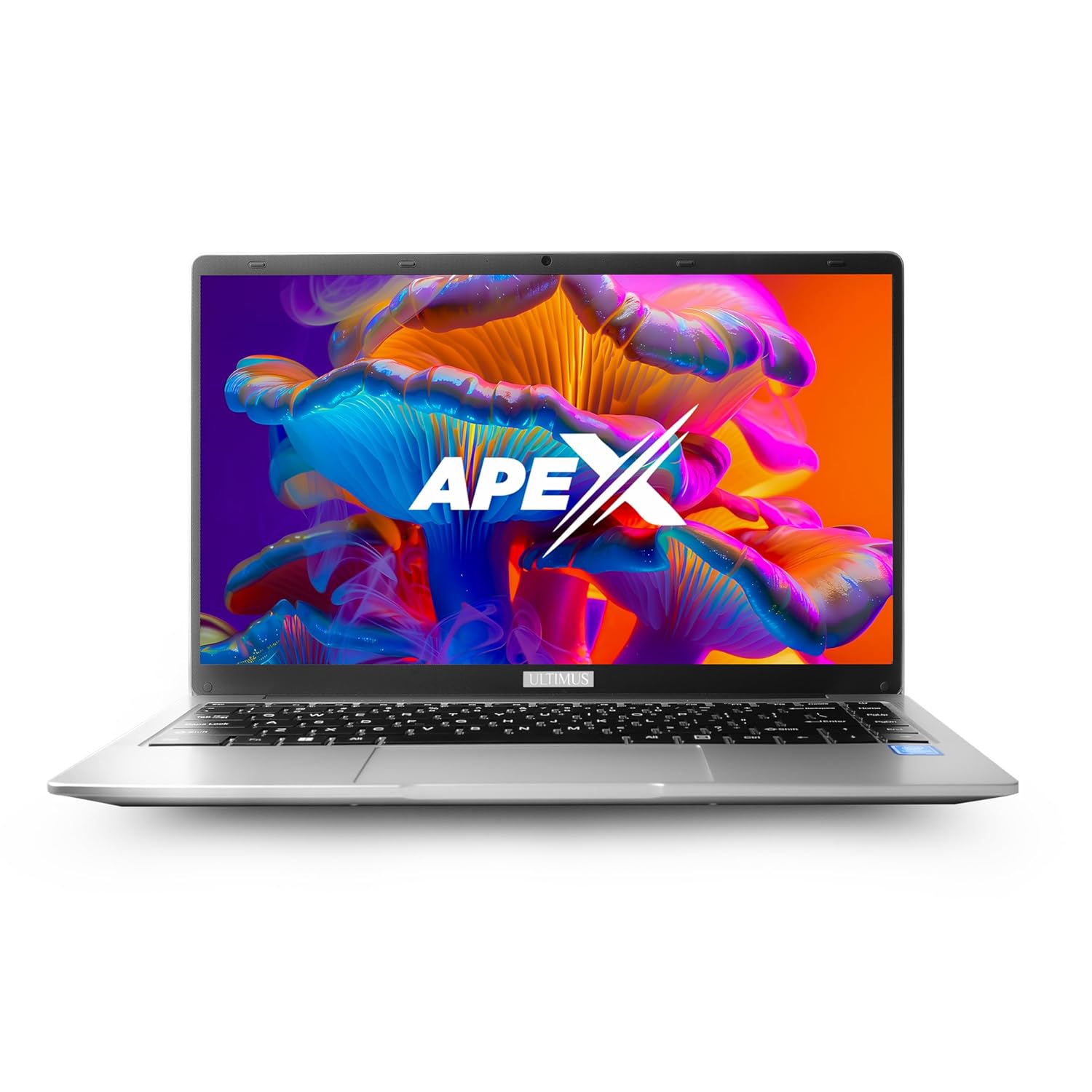 ULTIMUS APEX Laptop Intel Celeron Dual Core 8 GB LPDDR4 512 GB SSD Expandable~1TB 14.1 FHD IPS Laptop Anti-Glare Ultra Thin Bezel 180° Hinge 3.0×3 USB HDMI SD Card Slot Win 11 Home 1.25KG Silver