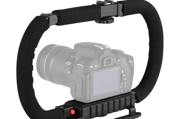 FND Double Hand Stabilizer Collapsible Compatible with Cameras Smartphone DSLR/Mirrorless/Action Camera Camcorder, Foldable Handle Grip Handheld Video Rig for Professional Vlogging