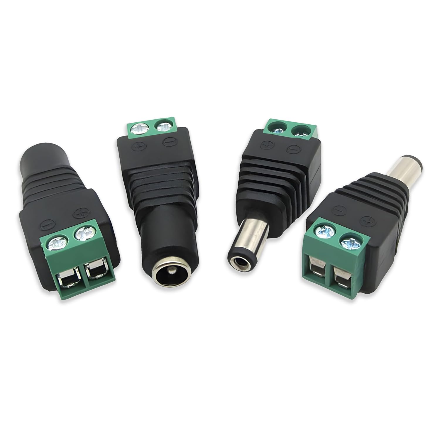 Male Female 24V, 12V, 9V, 5 Volts (5A Rating) DC Power Barrel Connector Terminal (2.1 mm x 5.5 mm) for Home CCTV, Car Rear View Camera Monitor, Service Centers, LED Strip Connectors (10 Pairs)