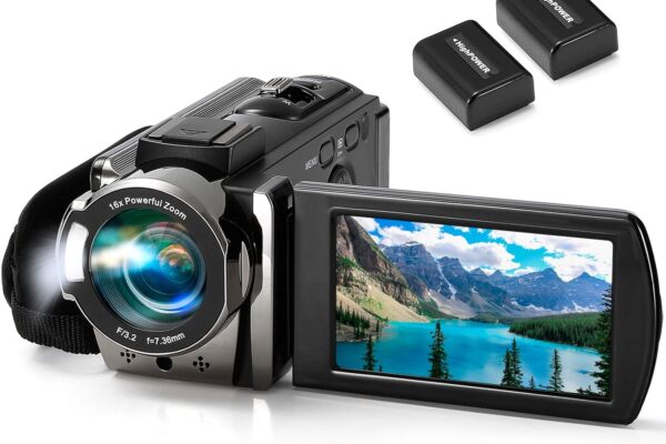 Video Camera Camcorder kimire Digital Camera Recorder Full HD 1080P 15FPS 24MP 3.0 Inch 270 Degree Rotation LCD 16X Digital Zoom Camcorder Camera with 2 Batteries(Black)