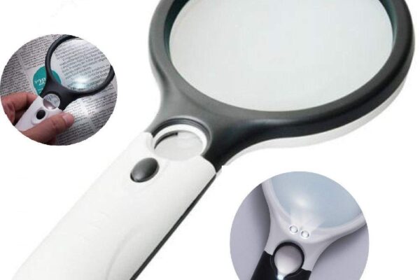 ZIVIK Magnifying Glass with 3 Led Light 3X & 45X Big Size Zoom Lenses for Seniors, Book and Newspaper Reading, Eyelash Extensions Magnifier Glass (Black and White) Size :-7.56 X 3.31