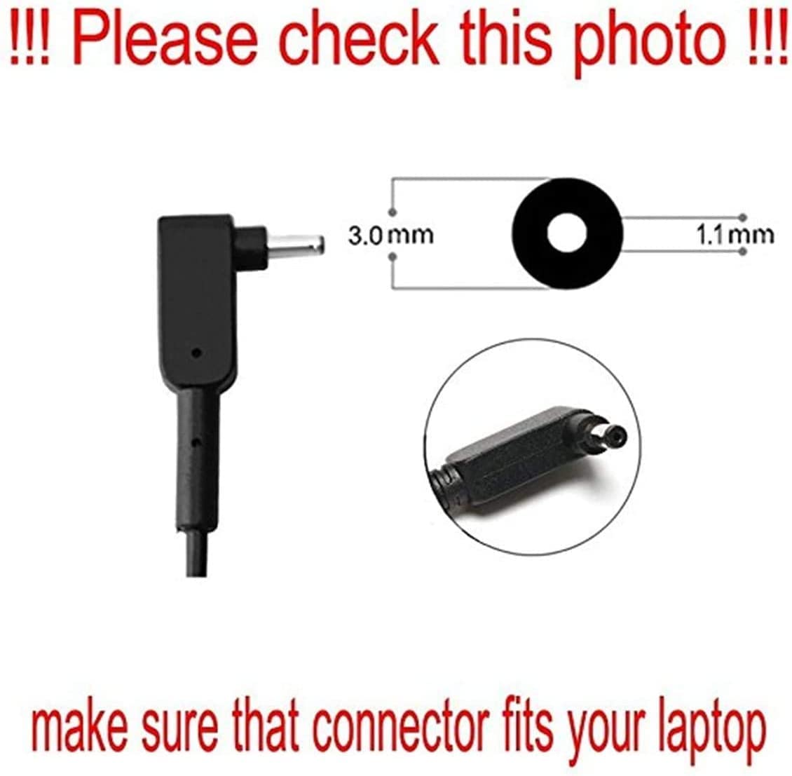 Laplife 19V 2.37A 45 Watt Replacement Laptop Adapter/Charger Pin Size 3.0 x 1.1 mm for Acer Swift 3, Aspire v13 P3 Chromebook 11 13 14 15 N7 R11 c720 CB3 CB5 Black