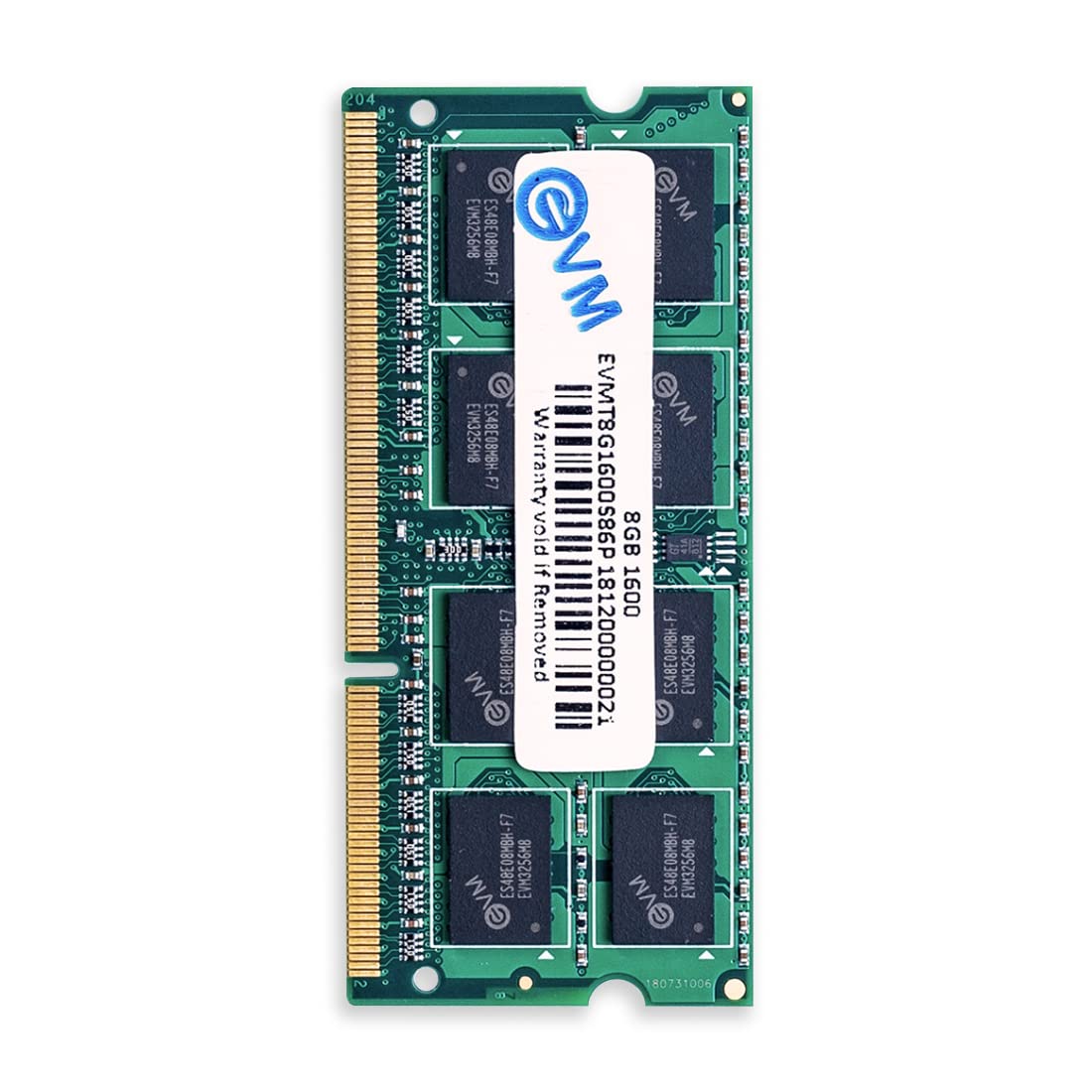 EVM 8GB DDR3 Laptop RAM 1600MHz So-DIMM Memory – High-Speed Performance, Low Voltage Requirement – 10 Year Warranty (EVMT8G1600S86P)