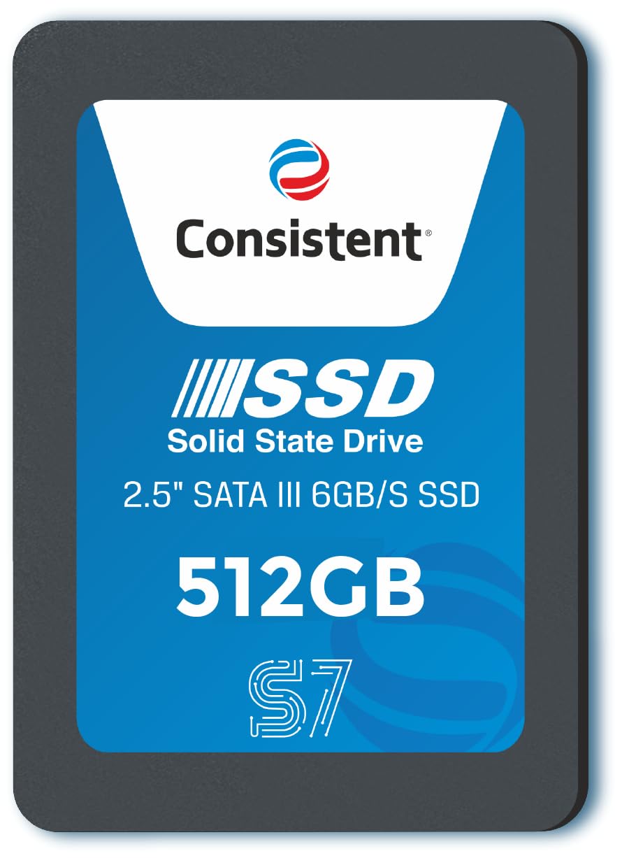 Consistent SSD 512GB 2.5 Inch SATA Internal SSD – Read: 550MB/s & Write: 500MB/s – Solid-State Drive 5 Year Warranty (512, GB)