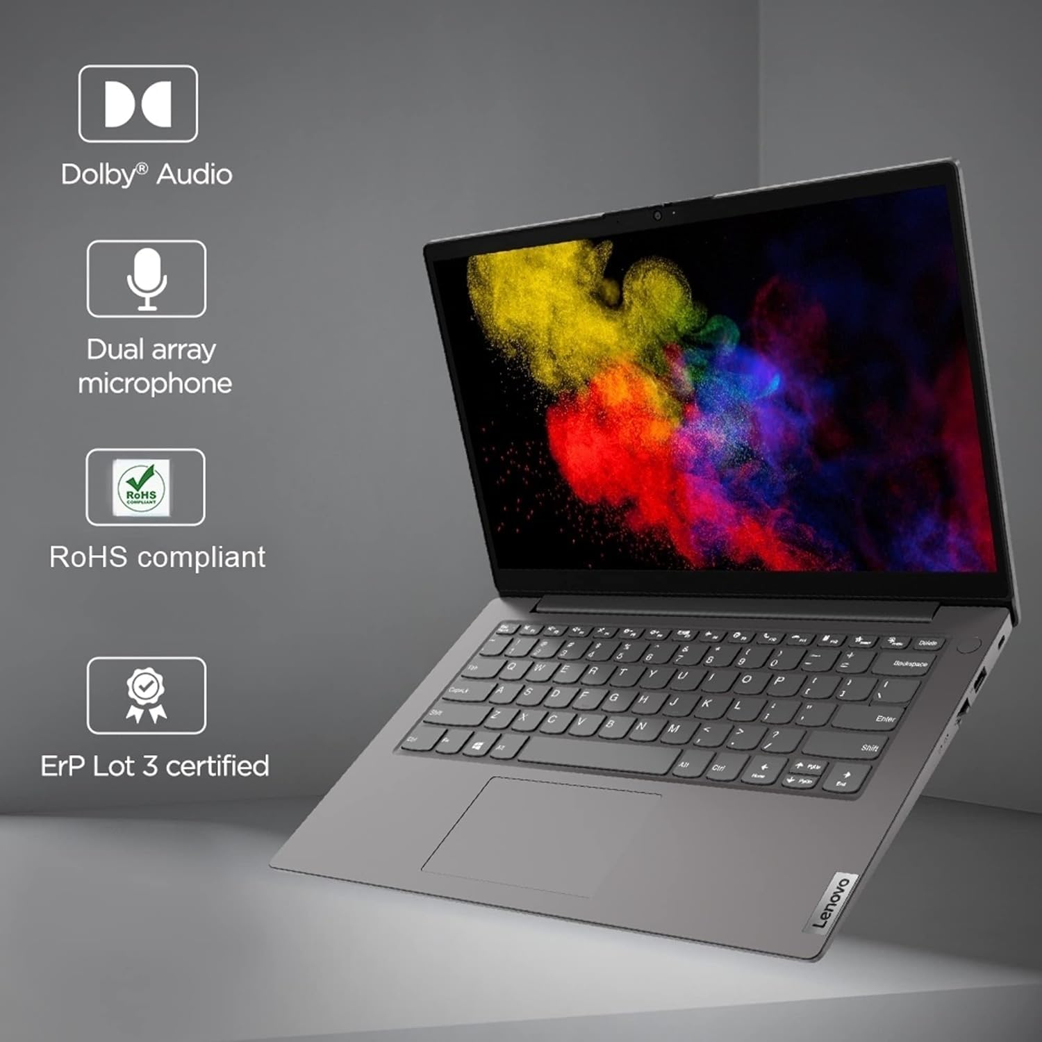 Lenovo V14 G3 Laptop (Intel Core i5/ 12th Gen/ 8GB RAM/ 512GB SSD/DOS/ 14″ Inch), Arctic Grey, 1 Year Service Center Carry in Warranty