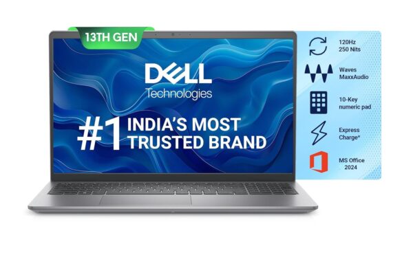 Dell Vostro 3530 Laptop 15.6″ FHD Display, 13th Generation Intel Core i5-1334U Processor, 16GB DDR4 RAM, 512GB SSD, Intel Iris Xe Graphics, Win 11 + Office H&S 2024- Titan Grey, 1.66 Kg