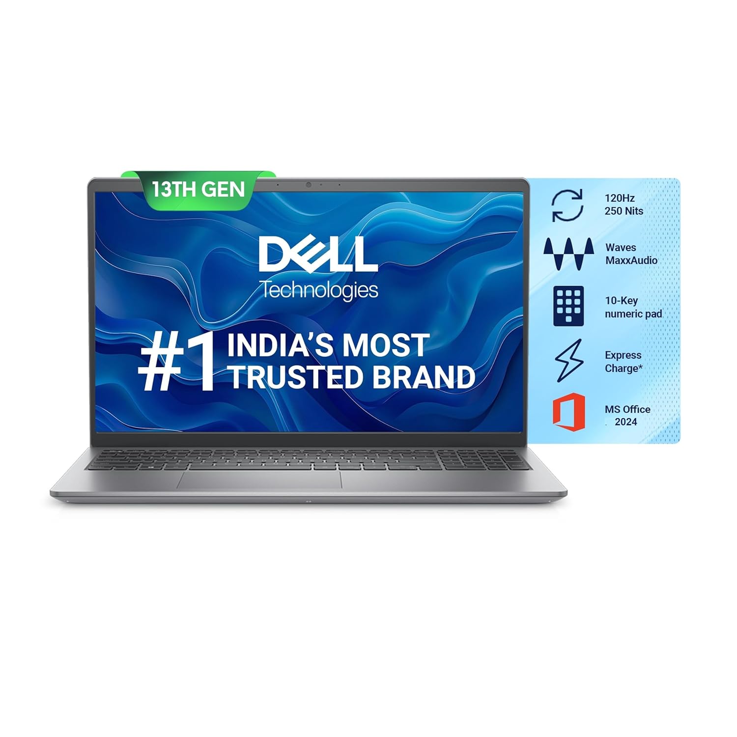 Dell Vostro 3530 Laptop 15.6″ FHD Display, 13th Generation Intel Core i5-1334U Processor, 16GB DDR4 RAM, 512GB SSD, Intel Iris Xe Graphics, Win 11 + Office H&S 2024- Titan Grey, 1.66 Kg