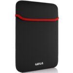 Gizga Essentials Reversible Laptop Sleeve 15.6 Inch, Dual Color Neoprene Laptop Cover, Zipperless, Waterproof, Slim Fit Laptop Case for HP Dell Lenovo Asus Acer, MacBook, Mouse Pad Use (Red/Black)