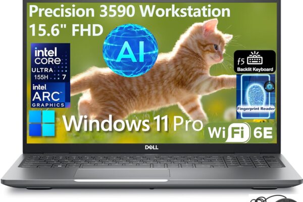 Dell Precision 3590 Workstation Business AI Laptop, 15.6″ FHD Computer, Intel 16-Core Ultra 7 155H (Beat i7-13705H), Intel Arc, 64GB DDR5 RAM, 2TB PCIe SSD, WiFi 6E, Backlit KB, FR, Windows 11 Pro