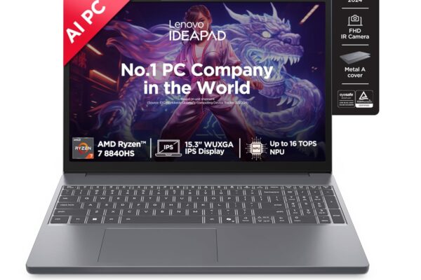 Lenovo IdeaPad Slim 3 AMD Ryzen 7 8840HS 15.3 inch (38.8cm) WUXGA IPS AI PC Laptop(24GB RAM/1TB SSD/Windows 11/Office Home 2024/Backlit Keyboard/1Yr ADP Free/Grey/1.6Kg), 83KA004TIN