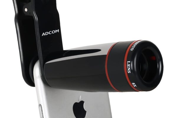 Adcom Telephoto 8X Mobile Phone Camera Lens – Compatible with All iPhone & Android Smartphones (Black)