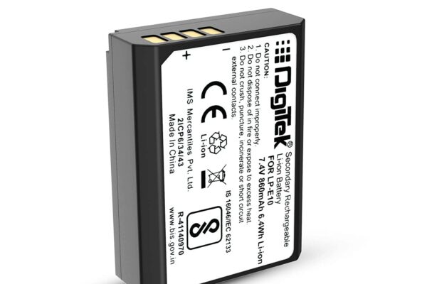 DIGITEK® (LP E10) Lithium-ion Rechargeable Battery for DSLR Camera, 7.4V 860mAh, Multi Protection, Compatible with Canon Eos -1100D, 1200D, 1300D, Kiss X50, X70, Rebel T3, T5, T6