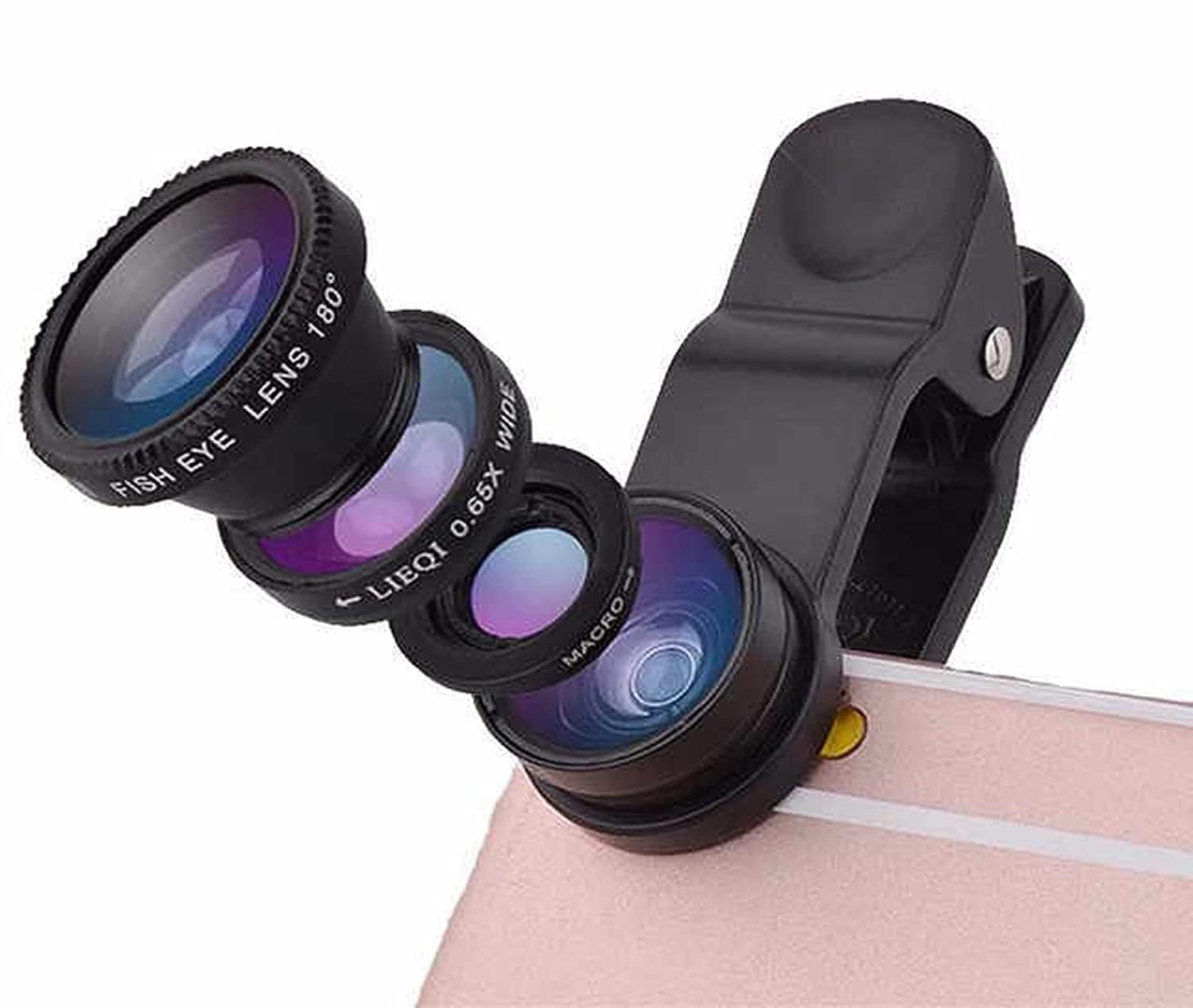Professional 3in1 Camera Lens Kit, 180 Degree Fish Eye Lens, 0.67X Wide Angle, 10X Macro Lens, Universal Clip HD Camera Lens Kit for iPhone, iPad, Android Smartphone & Tablets