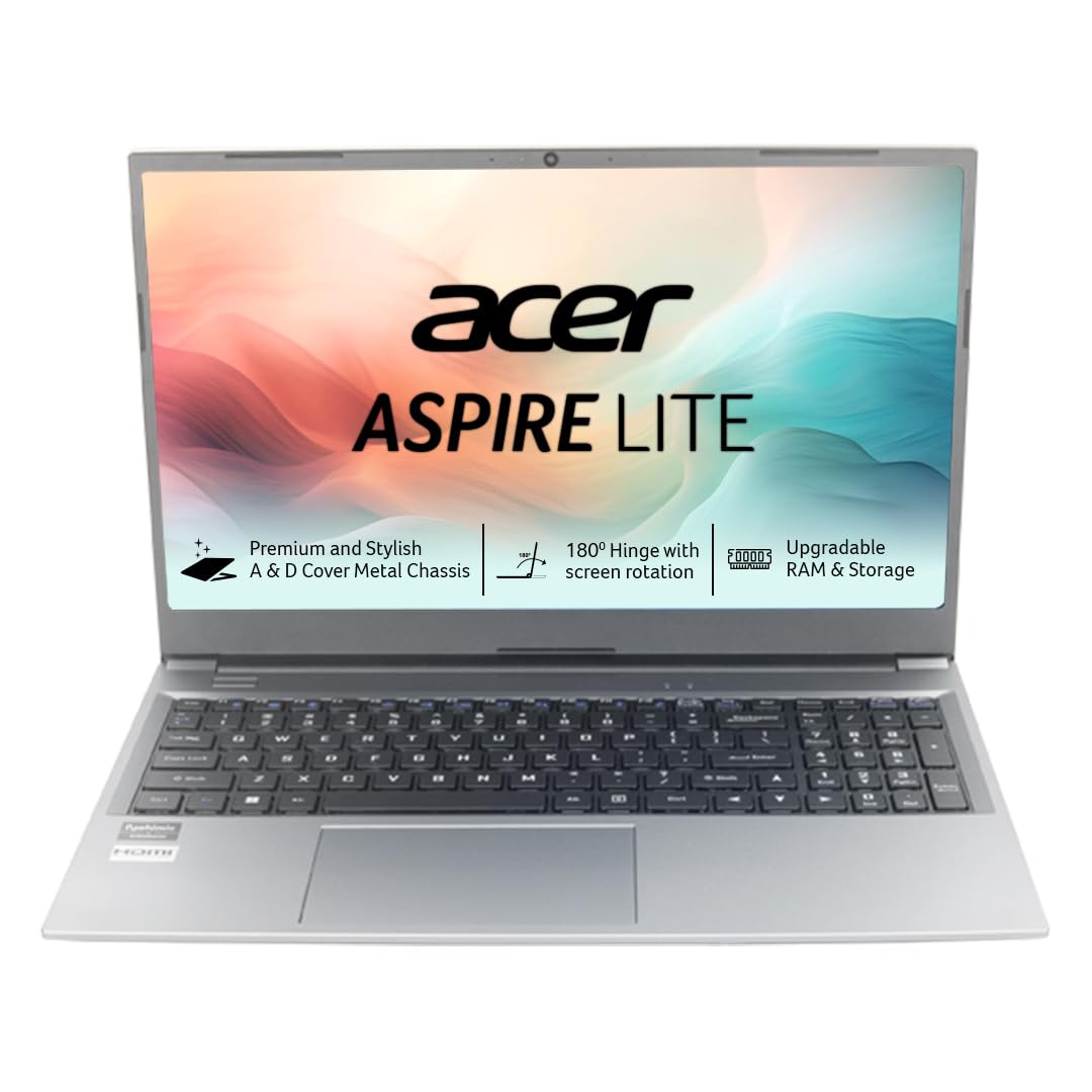acer Aspire Lite AMD Ryzen 3 5300U Premium Thin and Light Laptop (8 GB RAM/256 GB SSD/Win11 Home) AL15-41 with 39.62 cm (15.6″) Full HD Display, Metal Body, Steel Gray, 1.6 KG